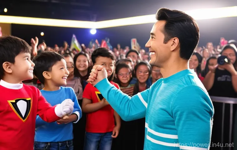 파워레인저 팬 이벤트 일정 - **Image Prompt 1: Power Rangers Fan Meeting**
    "A heartwarming scene inside a moderately sized ev...