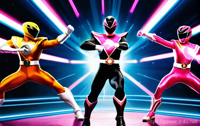 파워레인저 팬 이벤트 일정 - **Image Prompt 2: Dynamic Power Rangers Live Action Show**
    "A thrilling, high-energy shot of a P...