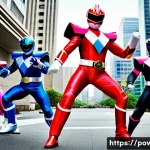 Home 19 파워레인저 배경 스토리 변화 - **Prompt:** A vibrant and dynamic scene depicting five classic Power Rangers (Red, Blue, Yellow, Pin...