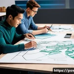 Home 17 파워레인저 의상 제작 과정 - A highly detailed scene showing the initial design process of a Power Ranger suit: designers analyzi...